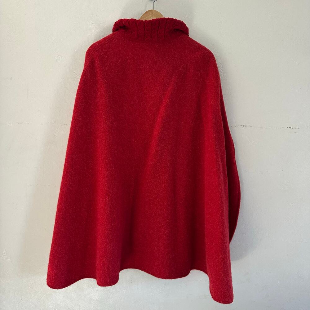 STEINER 1888 Austrian Poncho Cape‎ Alpaca Merino Wool Red One Size Holiday - Picture 6 of 9